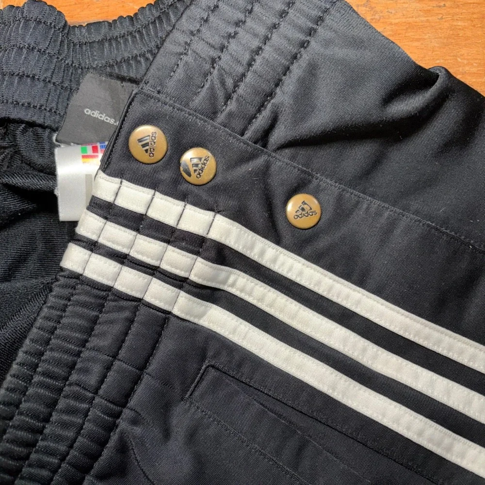 Vintage Adidas Track Pants Mens Large Black Tear Away Athletic Gym Y2K Wide Leg